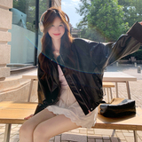 新款巴恩风撞色宽松皮衣外套057-9161p170k258，女装短外套，2B080