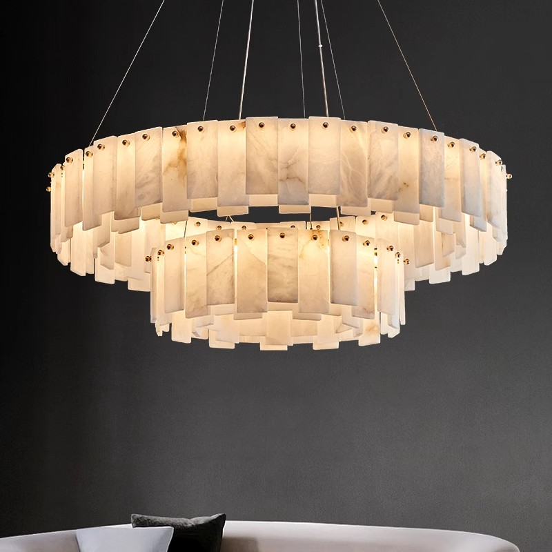 西班牙天然云石复式客厅吊灯