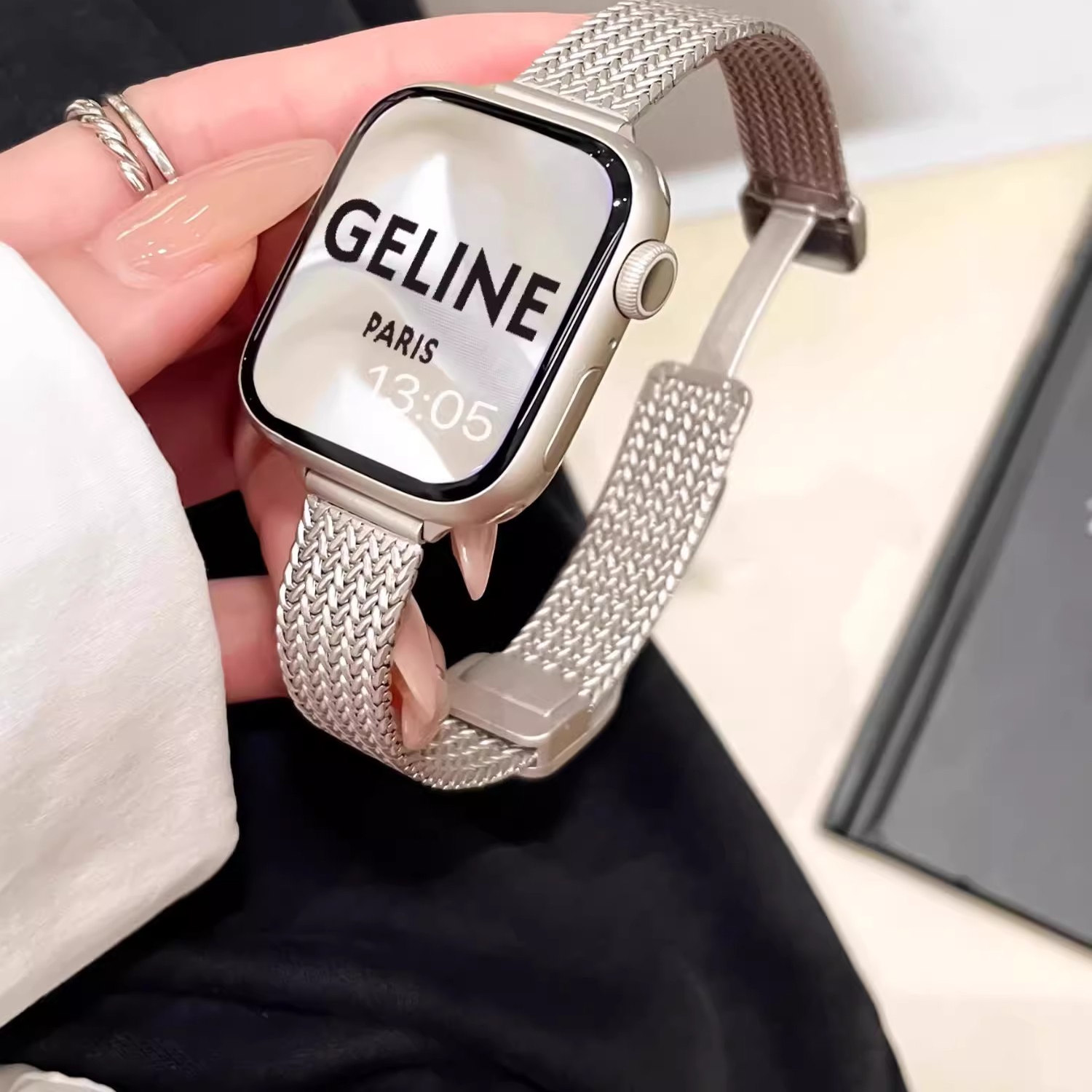 适用苹果apple小众麦穗小香风华强北表带手表watchs10腕表钢带9S