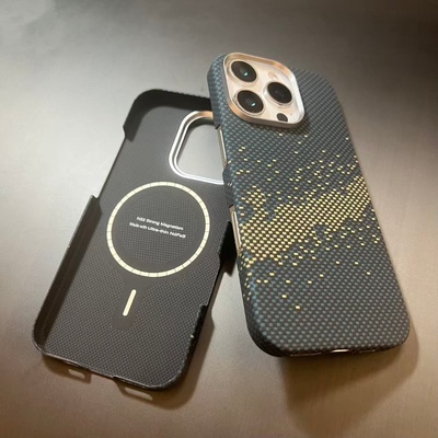 适用苹果iphone16promax手机壳15promax凯夫拉保护套磁吸超薄芳纶碳纤维保护壳星空星河高档手机保护壳男士