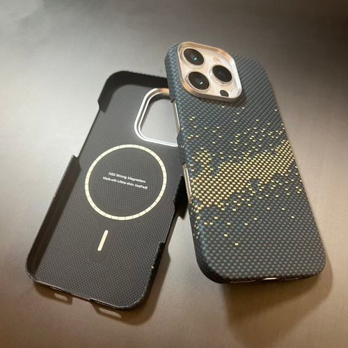 适用苹果iphone16promax手机壳15promax凯夫拉保护套磁吸超薄芳纶碳纤维保护壳星空星河高档手机保护壳男士