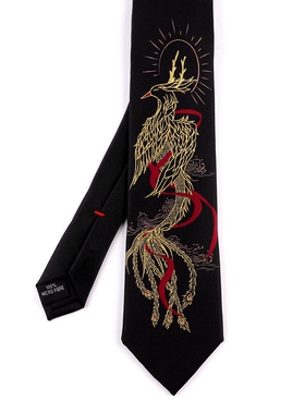 原创设计(龙之子嘲风）烫金版黑色刺绣领带男女JKDK配饰小物手打