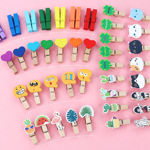 照片墙装饰木头夹子卡通