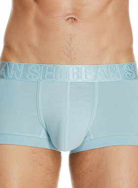 实拍8色SEOBEAN/希宾男士内衣白色男生平角内裤低腰四角裤头纯色