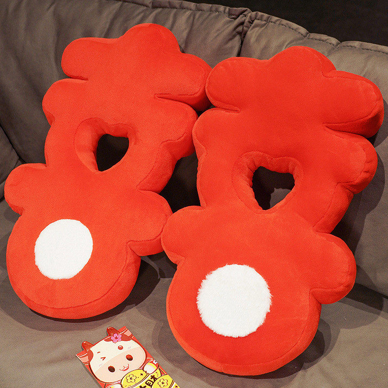 结婚毛绒喜字异形抱枕一对婚庆婚房沙发客厅创意情侣床上靠枕新婚