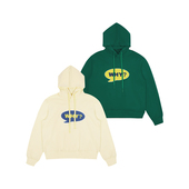 MoodLikeMe 「WHY ?」slogan毛巾绣贴布纯色套头连帽宽松卫衣