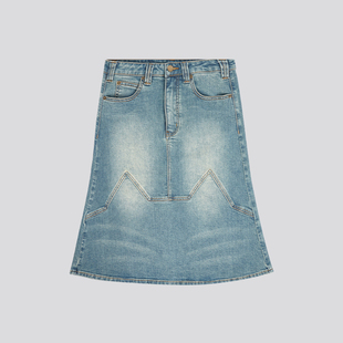 异形分割 Mood 24ss 猫头裙摆A字牛仔半裙 Like