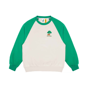 MoodLikeMe 圆领卫衣 「放青松」轻松趣味刺绣毛巾绣插肩袖