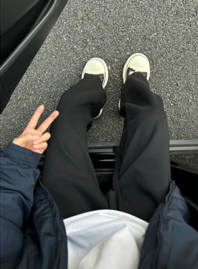 CHRC 秋冬原创设立体剪裁潮牌宽松休闲百搭直筒裤纯色男女弯刀裤