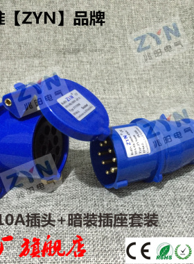 8芯孔工业防水防爆插头插座ZYN/吊篮用插头插座/6P+N+E/380V/IP44