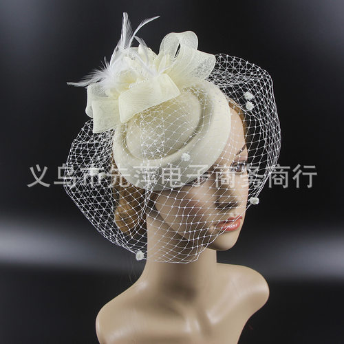 Vintage Tulle Feather Fascinator Bridal Hair Accessory