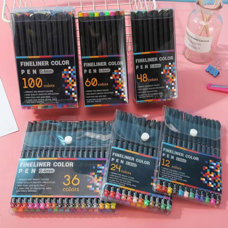 Colored fineliner pens for drawing watercolor pens