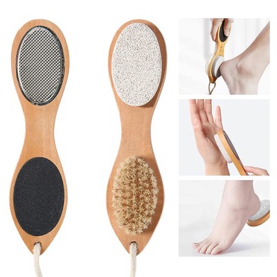 4-in-1 Wooden Foot Brush Scraper Stone for Dead Skin