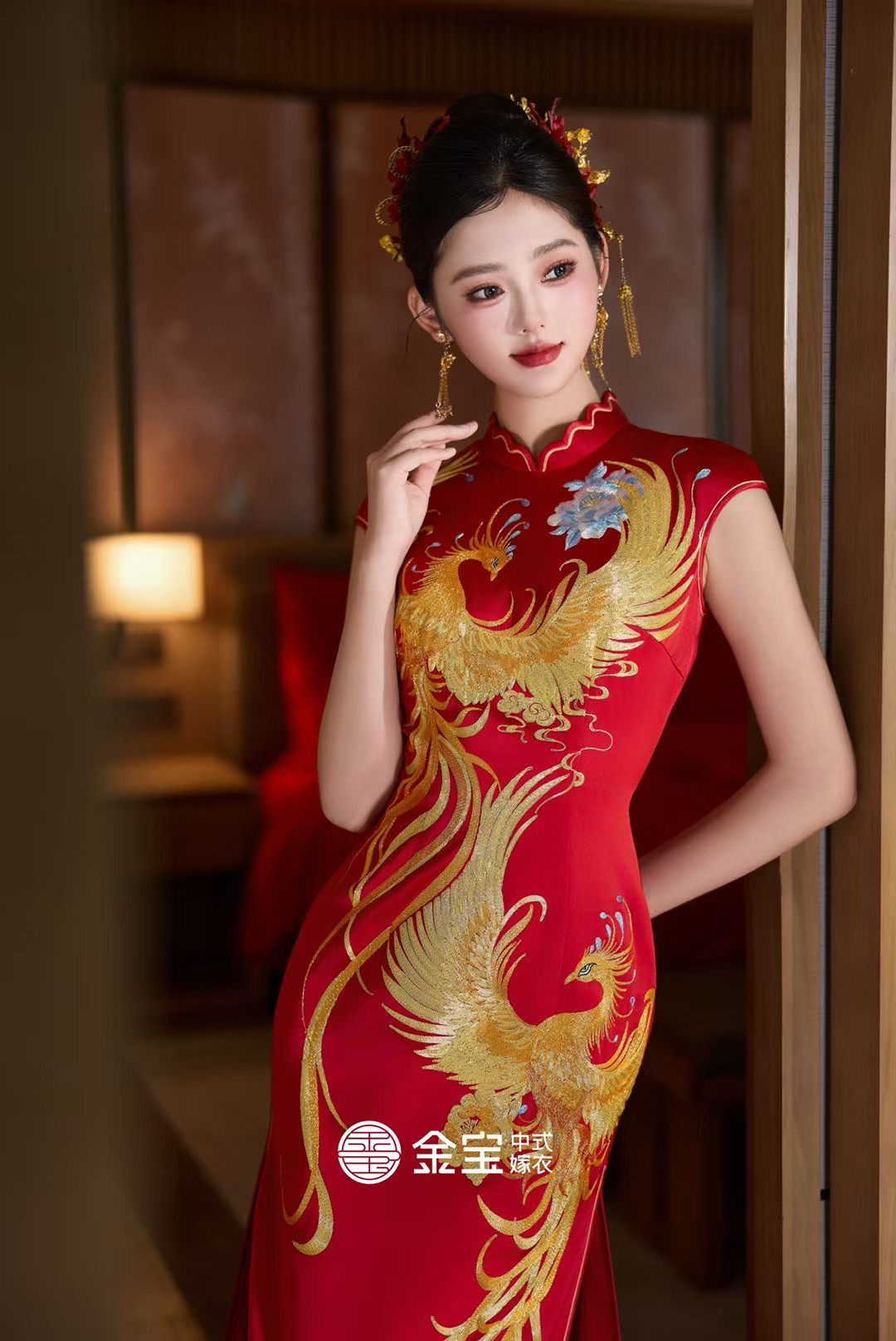出租金宝正版2025新款红色旗袍结婚订婚敬酒礼服中式刺绣重工新娘