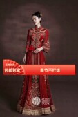 出租倒叙新款 中式 嫁衣秀禾服红色印度丝高端珠绣新娘结婚礼服出阁