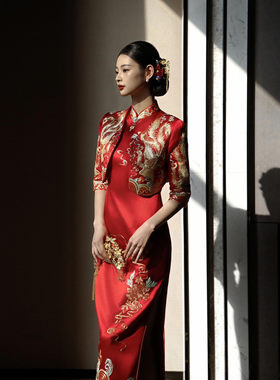 出租花样年华2025旗袍新款结婚订婚敬酒礼服中式刺绣重工凤凰套装