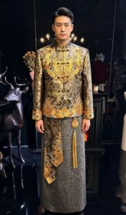 出租高端新中式龙凤褂男装婚礼服套装男士结婚礼服新郎服订婚敬酒