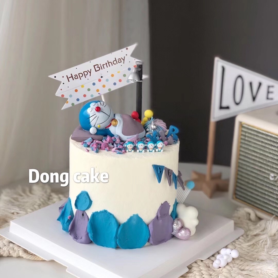 蛋糕烘焙摆件情景装饰哆啦a梦摆件机器猫睡姿看书小叮当装饰插件