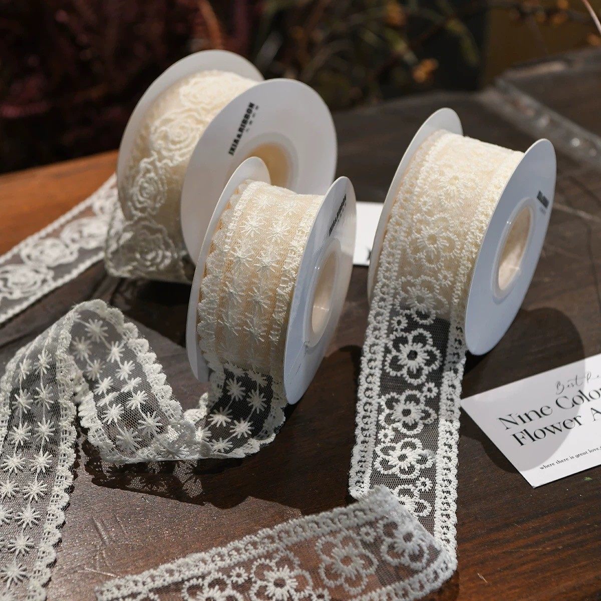 4cm蕾丝透明丝带花边辅料鲜花礼盒包装DIY头饰蝴蝶节结材料织带