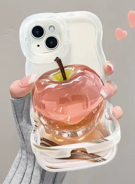 水晶苹果适用16promax透明手机壳oppo华为13双支架vivo小米14女17
