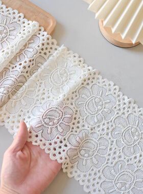 多款白色弹力蕾丝辅料装饰花边裙子下摆加长衣服拼接袖口领口布料