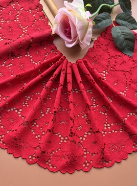 欧式红色高弹力蕾丝辅料装饰花边面料窗帘拼接裙子DIY布料宽23cm
