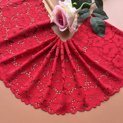 欧式红色高弹力蕾丝辅料装饰花边