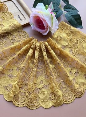 2024新品 黄色弹力布边蕾丝花边裙摆服装辅料手工材料床品服饰