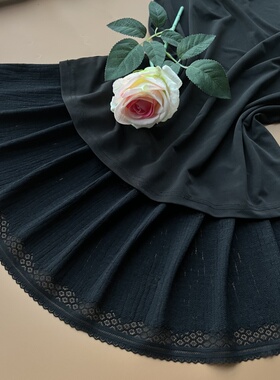 新品 黑色加厚加密款弹力蕾丝花边布料裙摆加长服装DIY手工辅料