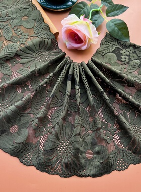 外贸好货 墨绿色深绿色弹力蕾丝花边裙摆加长服装装饰手工DIY辅料