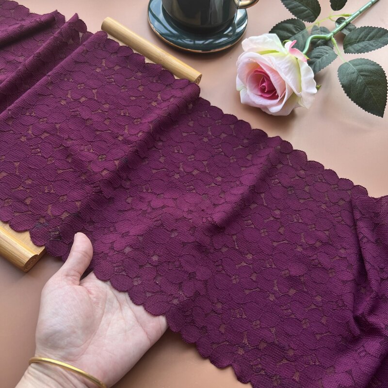 新品酒红色蕾丝花边辅料装饰裙子下摆布料衣服布料diy手工蕾丝边