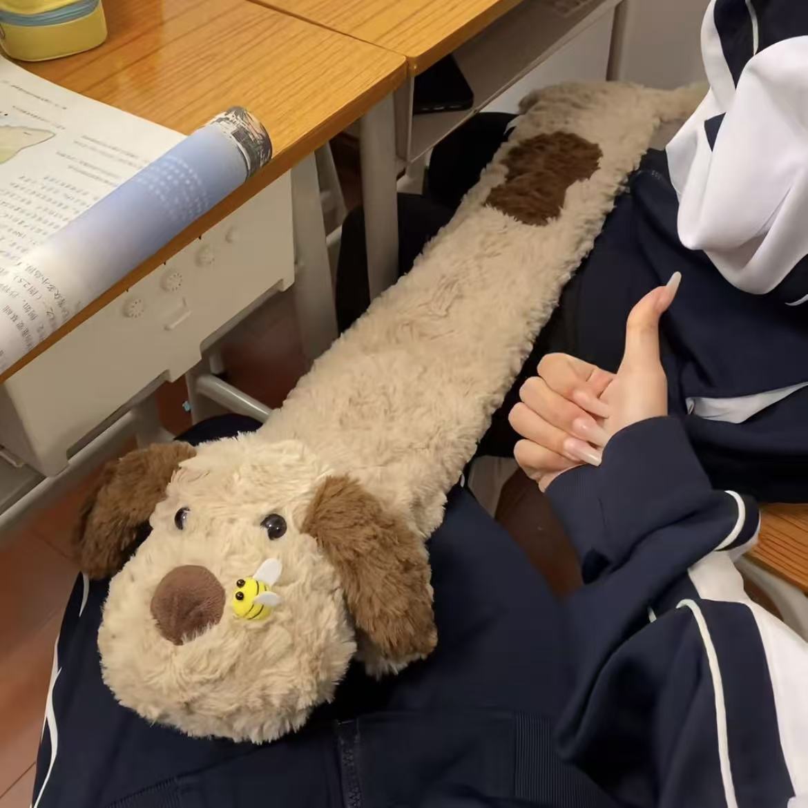 蜜蜂狗长条热水袋注水暖宝宝冬季暖床被窝神器加长款热敷学生宿舍