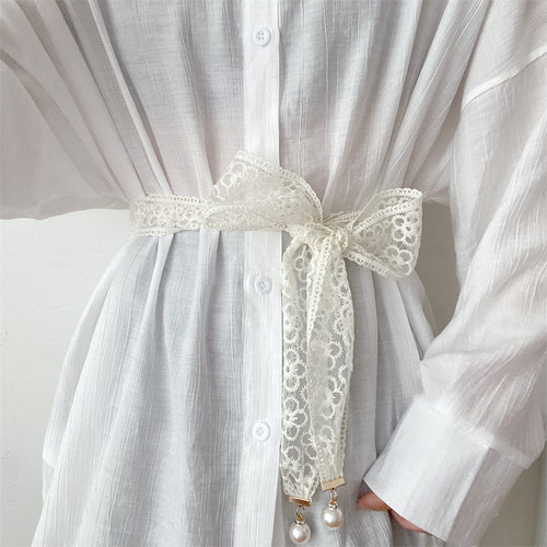 法式蕾丝打结系带腰带腰封