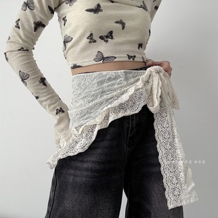 蕾丝屁帘三角巾腰带女款配牛仔裤裙子收腰氛围感法式风系腰封屁帘