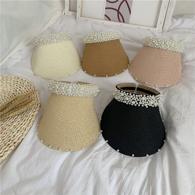 网红珍珠草编海边度假遮阳帽子