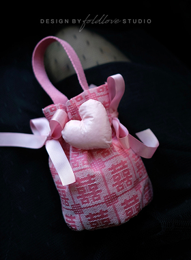 哲糖双喜玫红色喜糖袋子布袋免折叠帆布喜糖包喜糖盒喜糖袋伴手礼