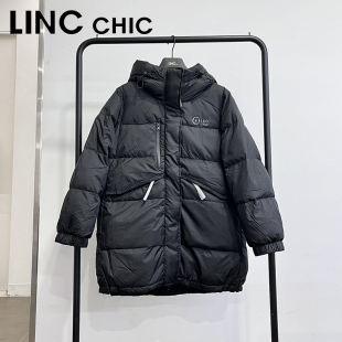 LINCCHIC金羽杰冬季新款都市机能感中长款羽绒服女Y24603170