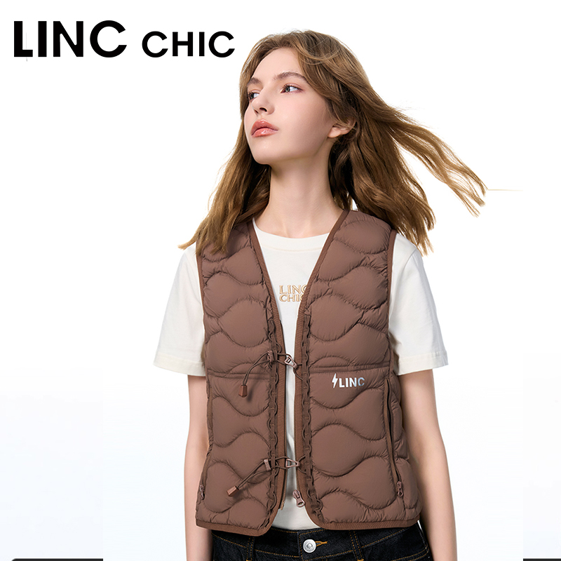 LINCCHIC金羽杰2025年秋新款机能无胆防绒羽绒服马甲女Y25305069