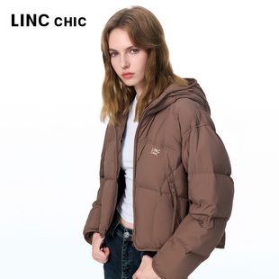 LINCCHIC金羽杰2025年秋季新款女连帽短款轻暖羽绒外套Y25301047