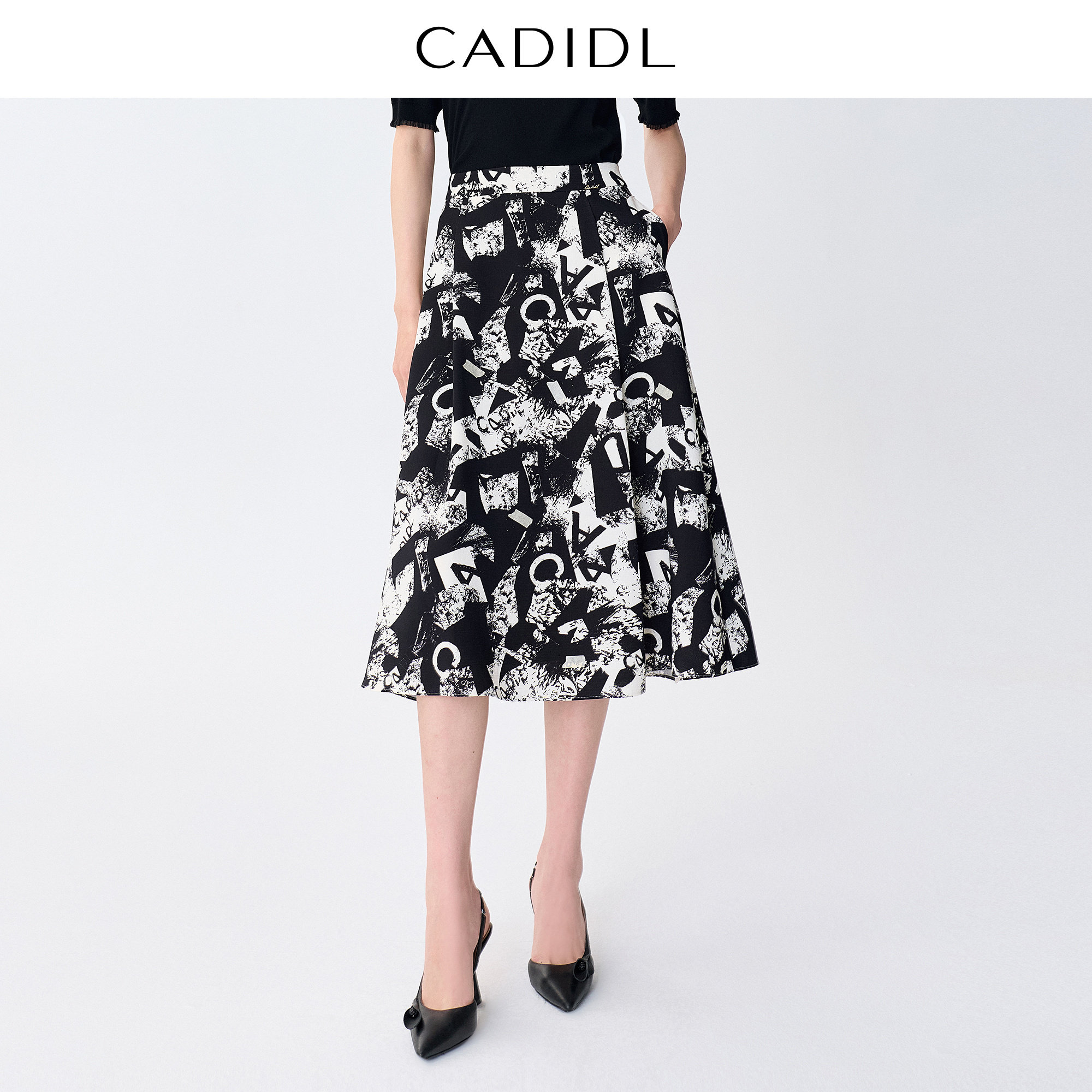 CADIDL卡迪黛尔【商场同款】时尚通勤黑色半身裙女2026早春季新款,女装/女士精品,半身裙,淘宝优惠券,粉丝福利购,淘宝优惠卷