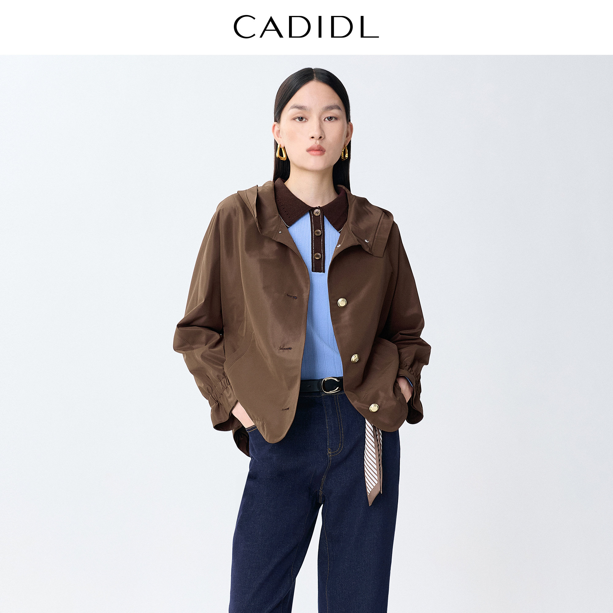 CADIDL卡迪黛尔【商场同款】时尚通勤连帽短外套女2026早春季新款,女装/女士精品,短外套,淘宝优惠券,粉丝福利购,淘宝优惠卷