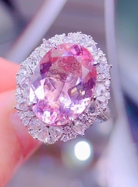 18K金镶嵌天然摩根石戒指吊坠两用款规格11*15mm