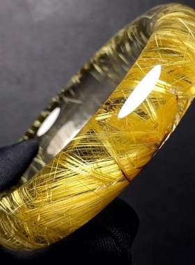 天然金发晶手镯钛晶手镯，规格57.5*15.5*12.5mm，89.2克