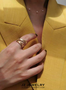 jzring欧美简约轻奢女双层指环