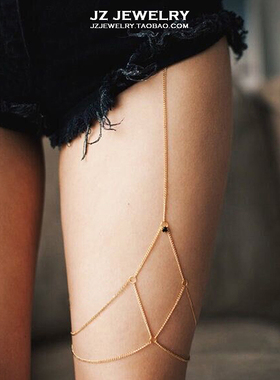 JZ 欧美性感简约身体链 辣妹海边bikini内搭双层流苏腿链脚链女