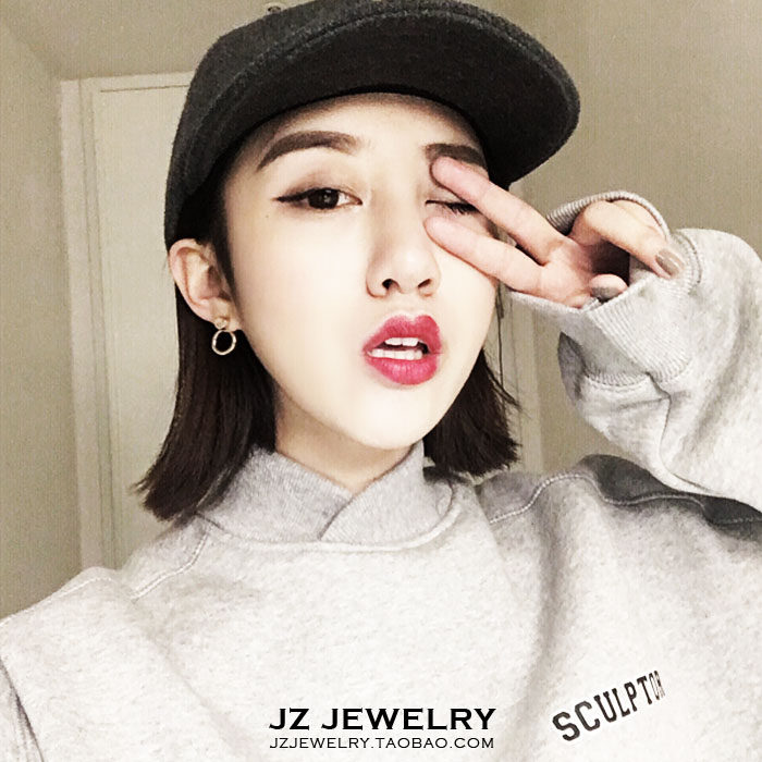 JZ Earring欧美简约Chic设计ins风耳饰 韩国气质几何圆形耳钉女