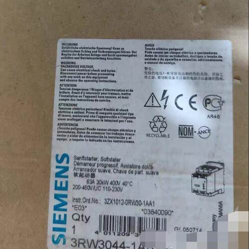 3RW3044-1AB14 软起动器 30kW 400V 工控自动化配件议价维修