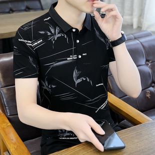 T恤2023夏季 花卉印花短袖 男式 新款 潮流凉感夏天上衣服 polo衫 时尚