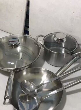 爱仕达俊雅304不锈钢锅具三件套PS03A1Z炒锅30cm煎锅26cm炖锅20cm