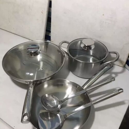 爱仕达俊雅304不锈钢锅具三件套PS03A1Z炒锅30cm煎锅26cm炖锅20cm